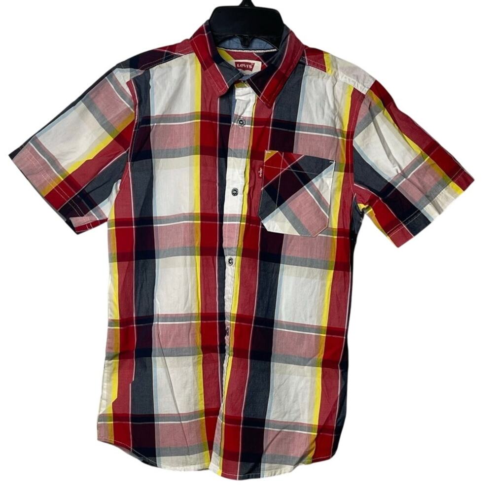 Levi’s Boys Short Sleeves Button Up Plaid Shirt Medium 10-12 Years